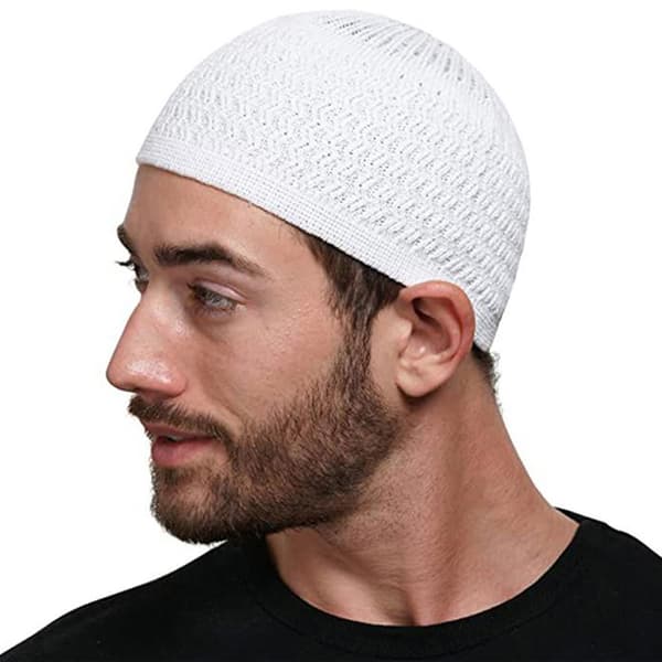 Avslappnad Stickad Muslimsk Männs Bönehatt Vintervarm Mössa I Navy blue