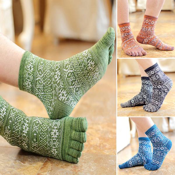 Hot Rea Nya Herr Damstrumpor Pure Cotton Sports Five Fing Blue