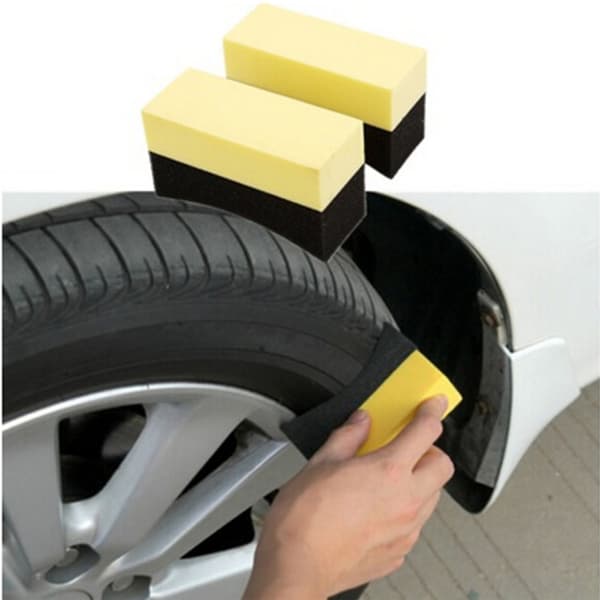 Auto Hjulbørste Svamp Applikator Special Til Dæknav Yellow+black 10*6*4cm