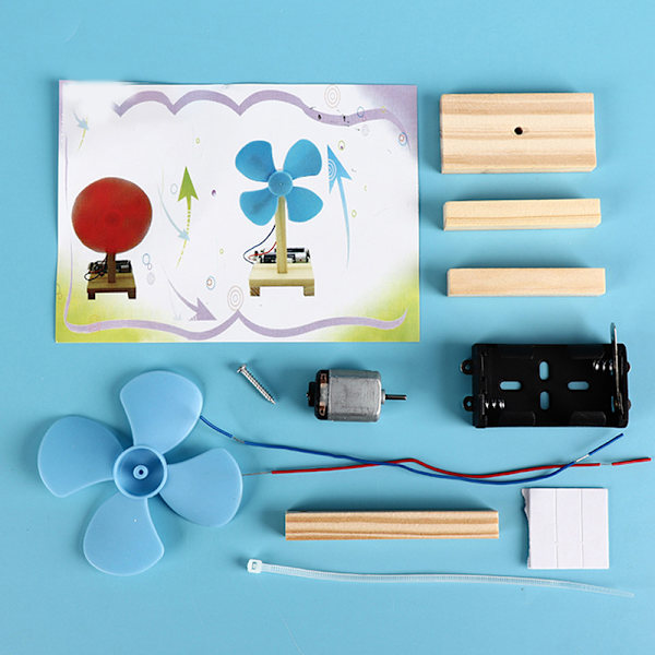 1Pc Blue DIY Electric Fan Experiment Model Physics Science Elem One Size