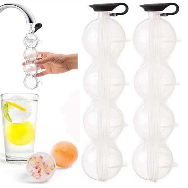 4 Cavity Bar Sphere Ice Cube Mold Mold Ball Fryser Maker Skuff White 1 pc