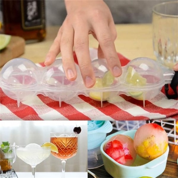 4 Cavity Bar Sphere Ice Cube Mould Form Ball Frys Maker Fack White 1 pc