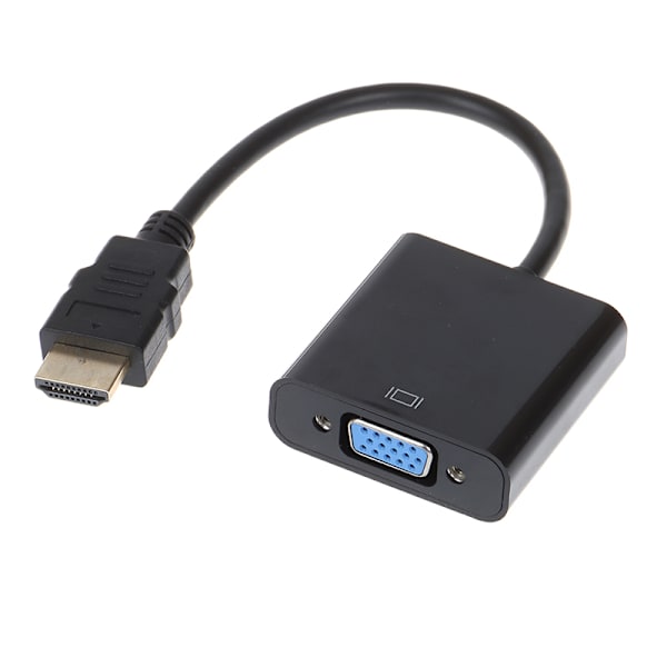 Sort HDMI til VGA adapter kabel Projektor monitor HD konverter Onesize