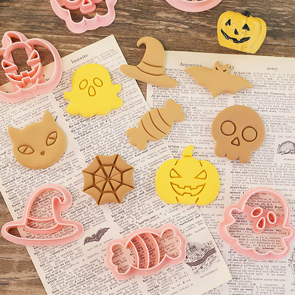 8 stk Halloween Kage Værktøj Cookie ting Mønster ters Biscuit Fond