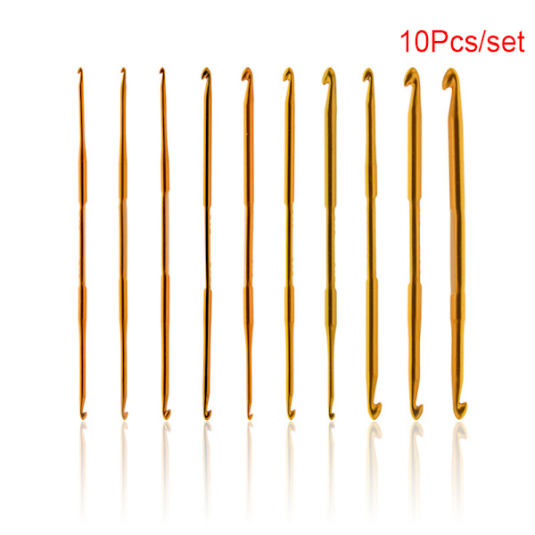 10 stk Alumina Heklenål Sett DIY Knitting s Home Knitting Sew Gold