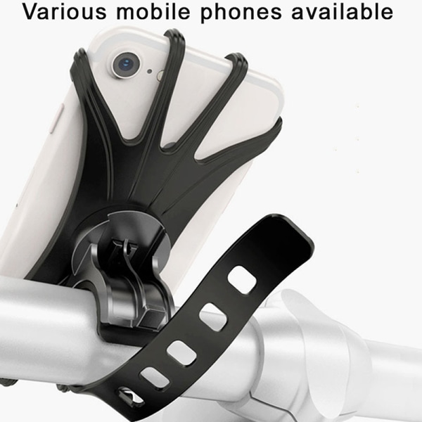 Universal silikonipyörän puhelinteline Moottoripyörä iPhone 1:lle Black