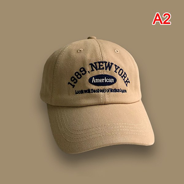 Retro mænds og kvinders baseball kasketter Street Lettered broderi Khaki