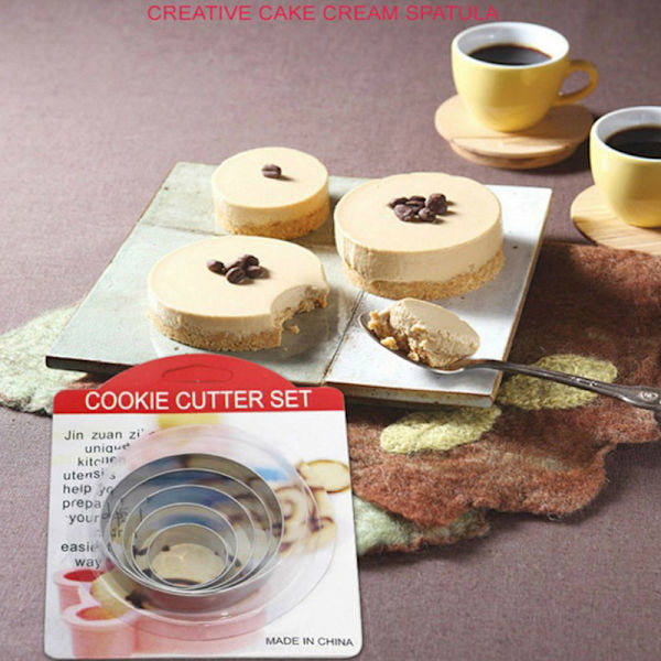 5 sæt rund cirkel i rustfrit stål Cookie ter Biscuit DIY Bakin One Size