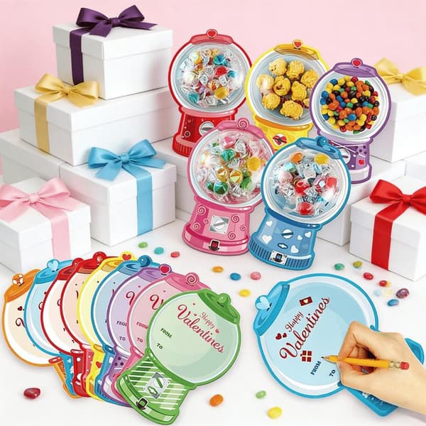 18/36 st Godishållare Grattiskort Tuggummimaskin Design Ex 18PCS