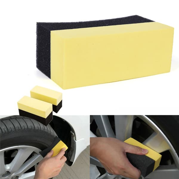 Auto Hjulbørste Svamp Applikator Special Til Dæknav Yellow+black 10*6*4cm