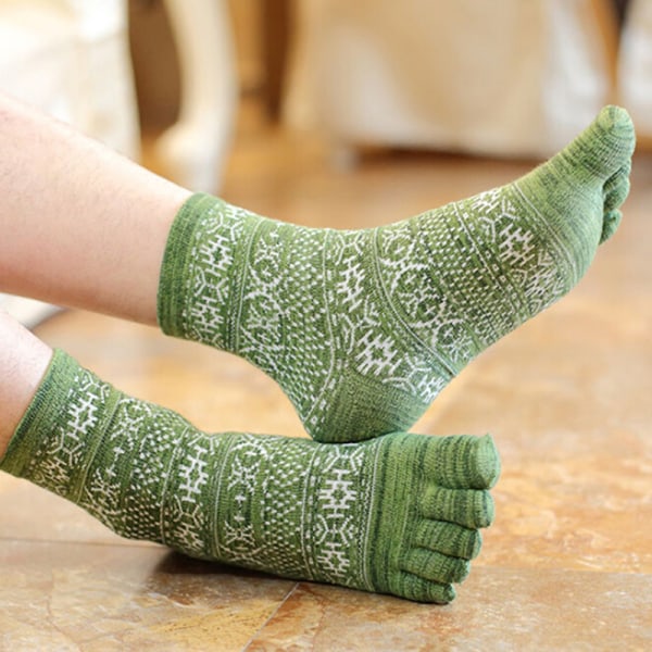 Hot Sale Nye mænds kvinders sokker Pure Cotton Sports Five Fing green