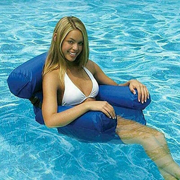 Oppustelig Svømmestol Pool Sæder Sammenfoldelig Vand Be Dark blue