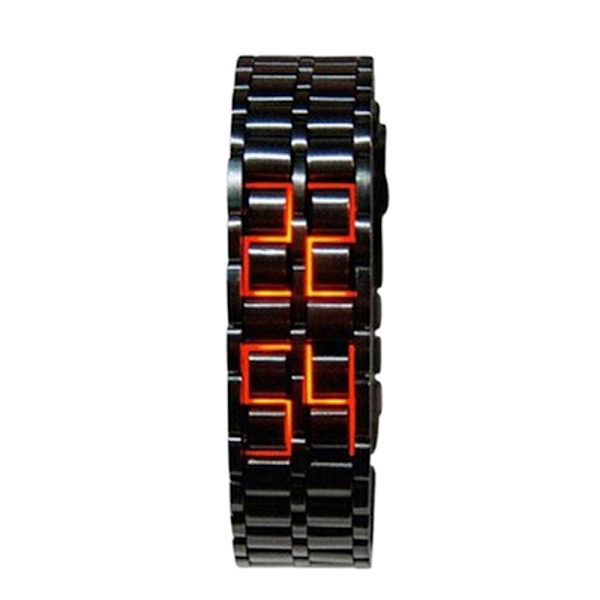 lava Style Män Järn Metall LED Digital Sport Watch Par Black+Red led