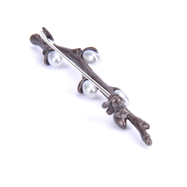 Vintage Pärla Plommon Blomster Grenar Broscher Stift Elegan Bronze
