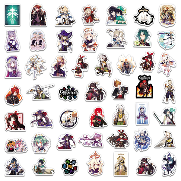 50 stk Anime Genshin Impact Game Stickers Laptop Gitar Bagasje as the picture One Size