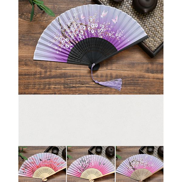 Stil Fläktmönster Vikbar Vikbar Handhållen Flower Fan Dam P H