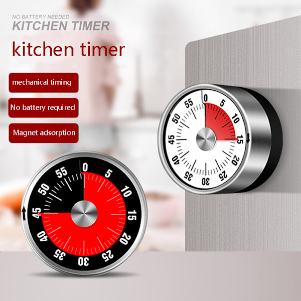 Mekanisk kökstimer 60-minuters klocktimer med högt larm White