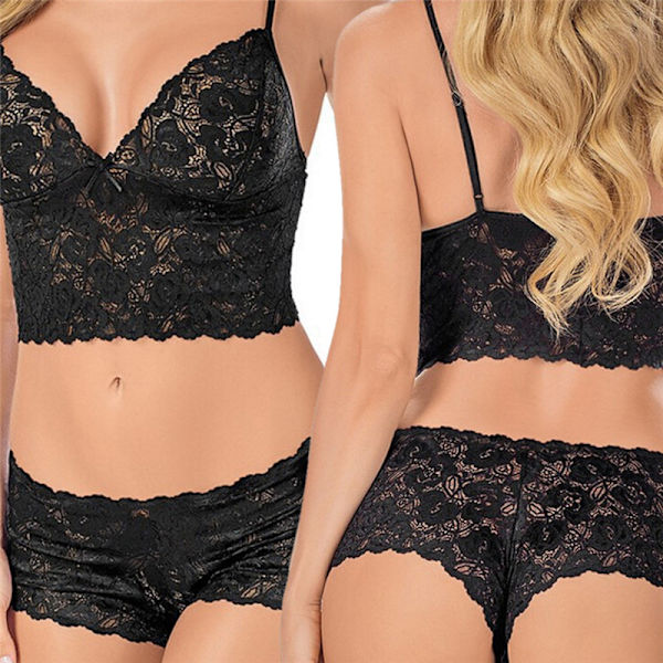 Sexy Lingerie Erotic Lace Babydoll Open Bra Alusvaatteet Sexy Cost Black L