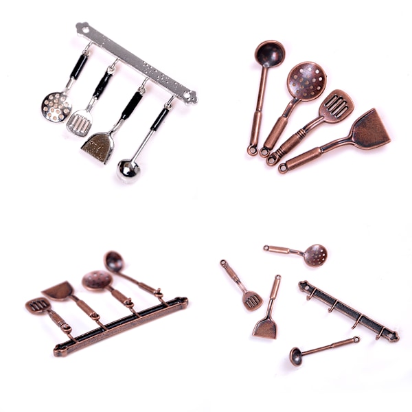 5 stk 1:12 Dukkehus Miniature Metal køkkengrej Dukkehustilstand Silver 0