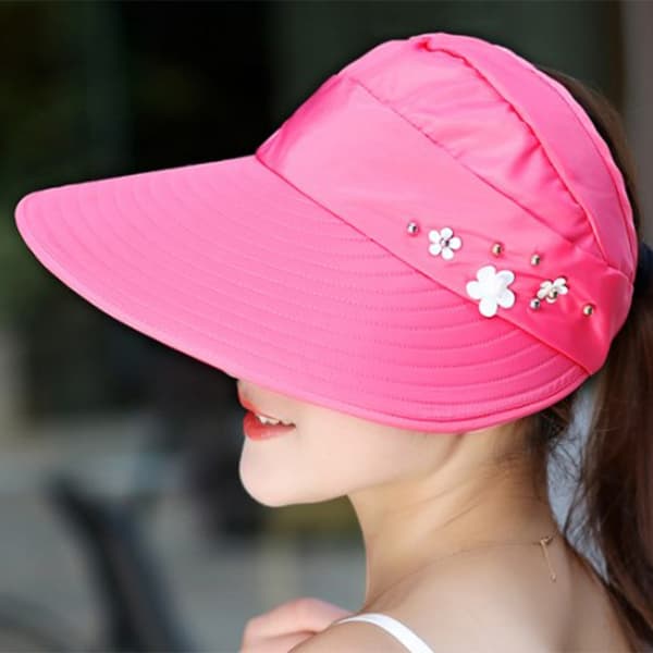 Sommerhatter For Dame Sammenleggbar Solhatt Perleblomst Visir Suncr H