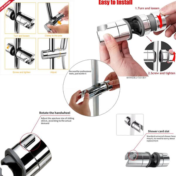 Justerbar dusjhodeholder for skyvestang Krom dusjstang B（Gray）
