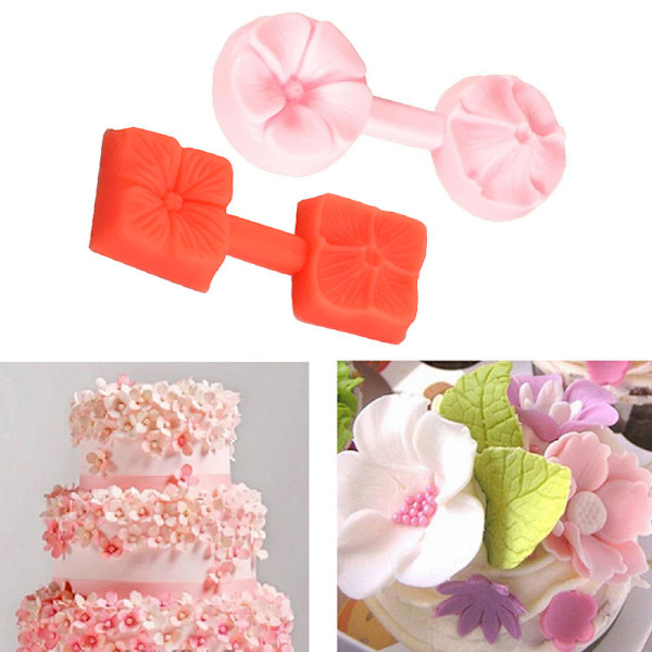 Ny silikone 3D Rose Flower Fondant Cake Chocolate Sugarcraft M Color Random 2 pcs