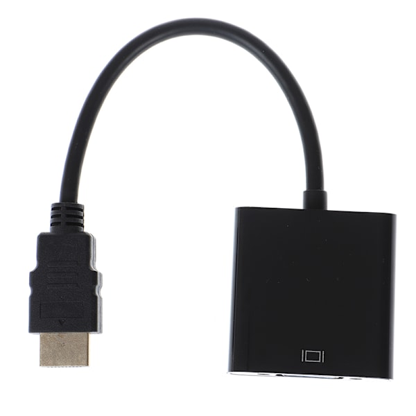 Sort HDMI til VGA adapter kabel Projektor monitor HD konverter Onesize