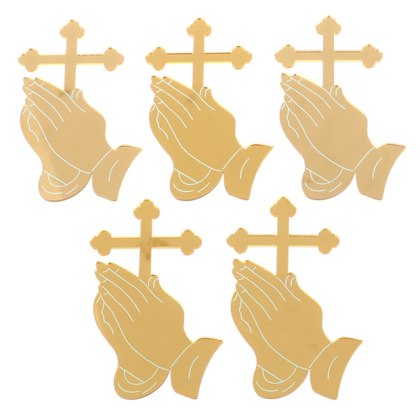 5 Styck Spegel Akryl Cross Cupcake Topper Dop Tårta Dekor Gold