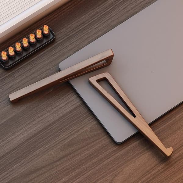 1 Sæt Foldbart Laptopstativ i Træ - Justerbar Ergonomisk 12° A One Size