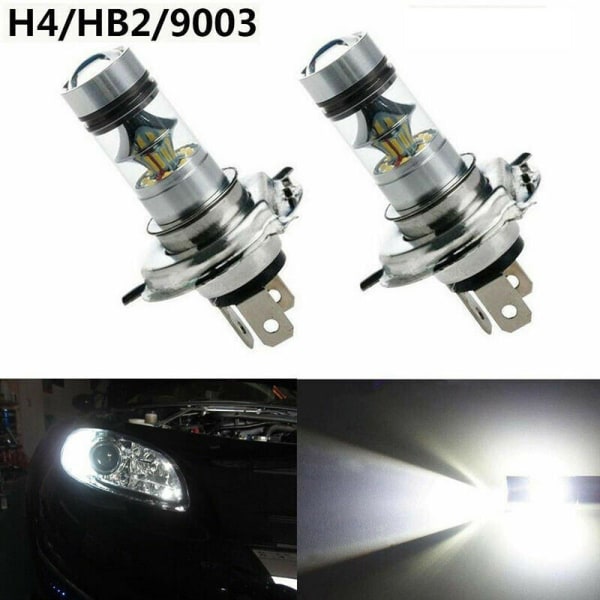 H4 100W 20LED-pære Hi/Lo Beam HID 6000K Hvit Motorsykkel Headli Black