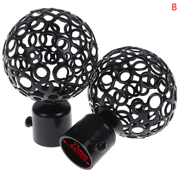 2 stk 22mm 28mm Dia Draperi Gardinstenger Jern Ender Caps Finials Black 22mm