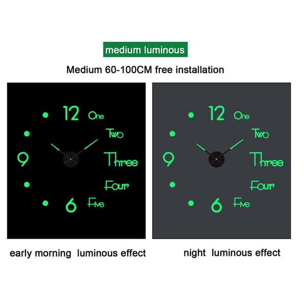Luminous Wall Clock Glow 100cm Stora hängande klockor DIY Digital 40cm