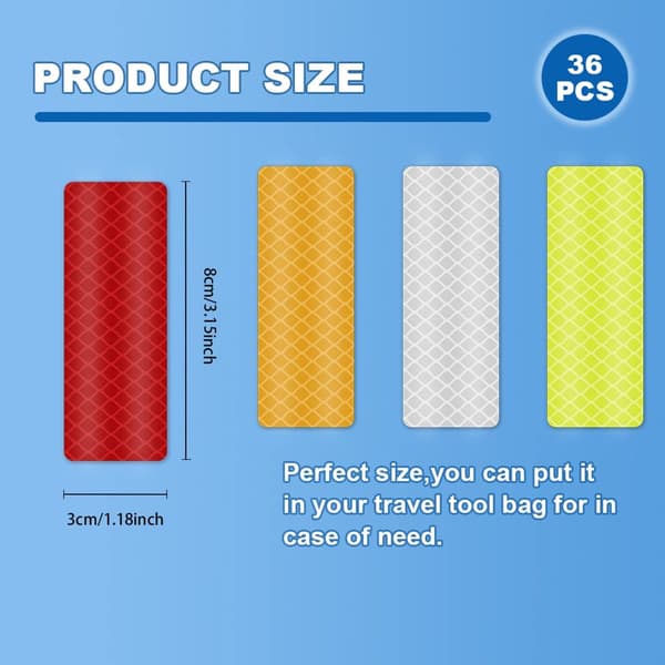 Reflective Tape 36 Pieces Self-Adhesive Reflective Strips Reflective Strips Warning Tape Waterproof Visibility Fluorescent Adhesive for Motorcycle-FX-
