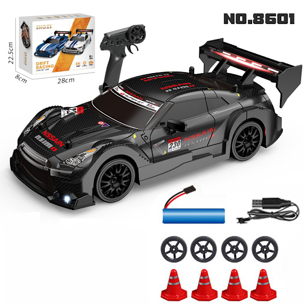 1:24 Skala RC Driftingbil 4WD 2.4GHz 30KM/H Höghastighets Racing Sport Leksaksbil med LED-ljus, Racing- och Driftinghjul 8602-