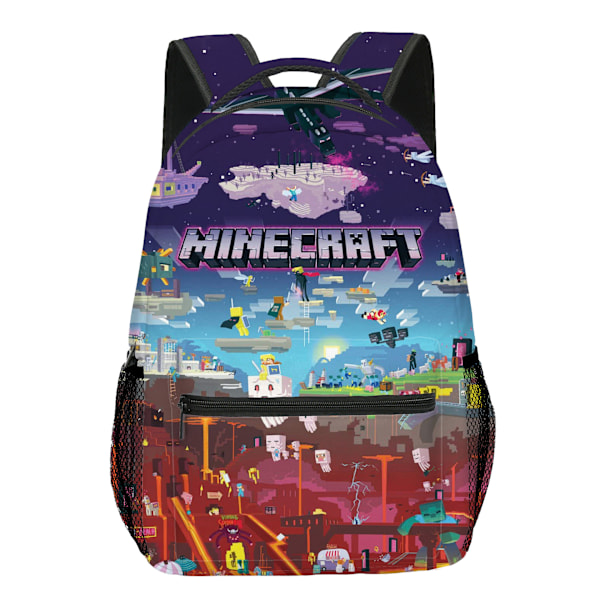 Minecraft Skoletasker til Grundskole- og Gymnasieelever, Børnerygsække, Stor Kapacitet, Komfortable og Let at Bære A
