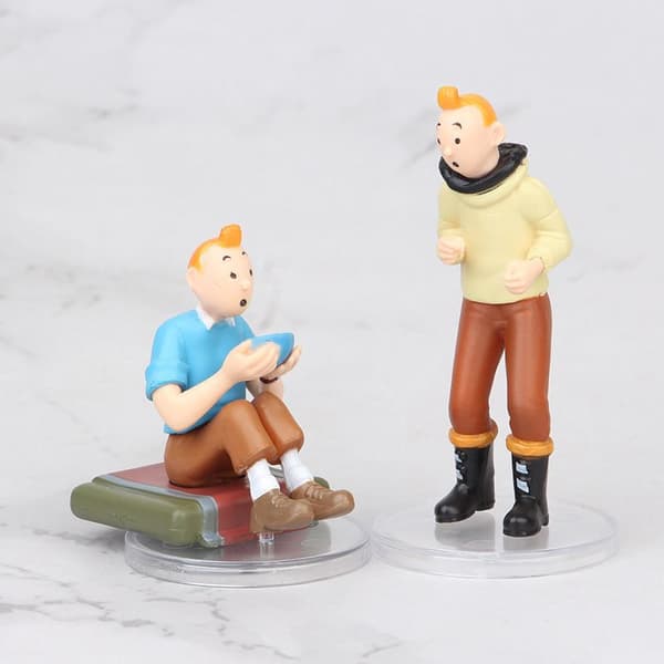 6-delt sæt Tintin Adventures-dukker, Tintin tegneseriefigur-FX-