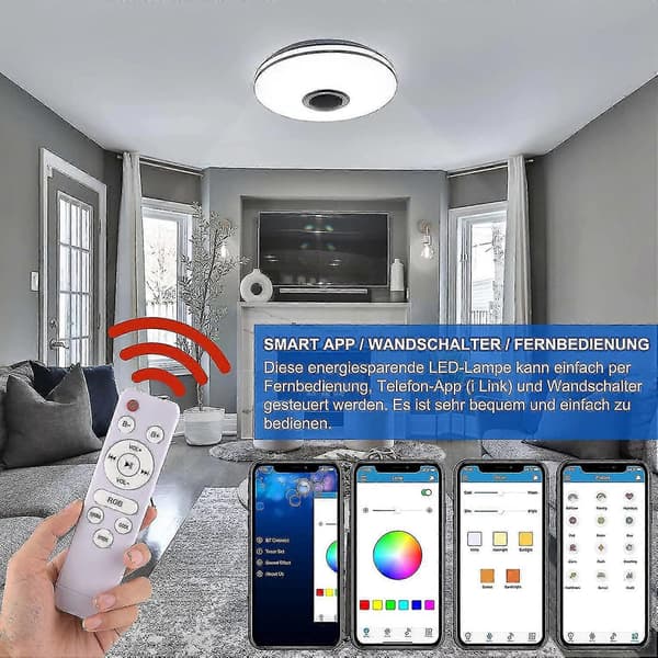 36W LED Ceiling Light Dimmable with Bluetooth Speaker, LED Ceiling Light with Remote Control or App--FX-