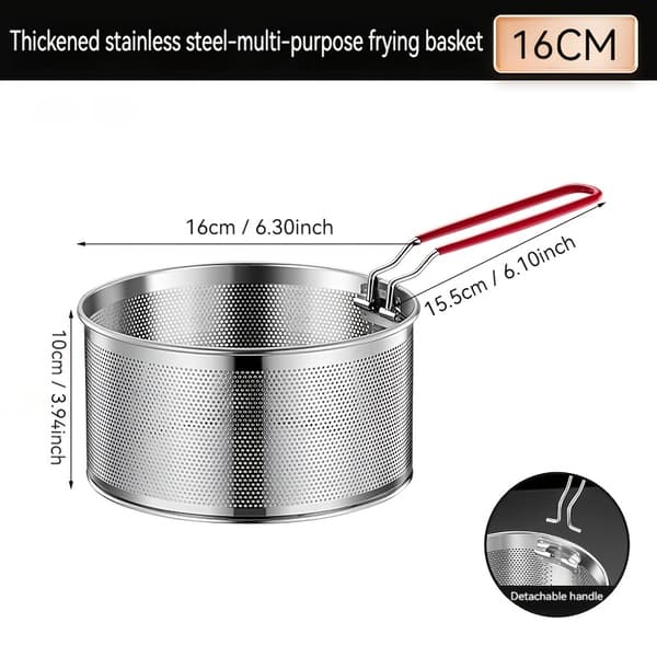 Friturekurv i rustfrit stål med si 20 cm 20cm Silver
