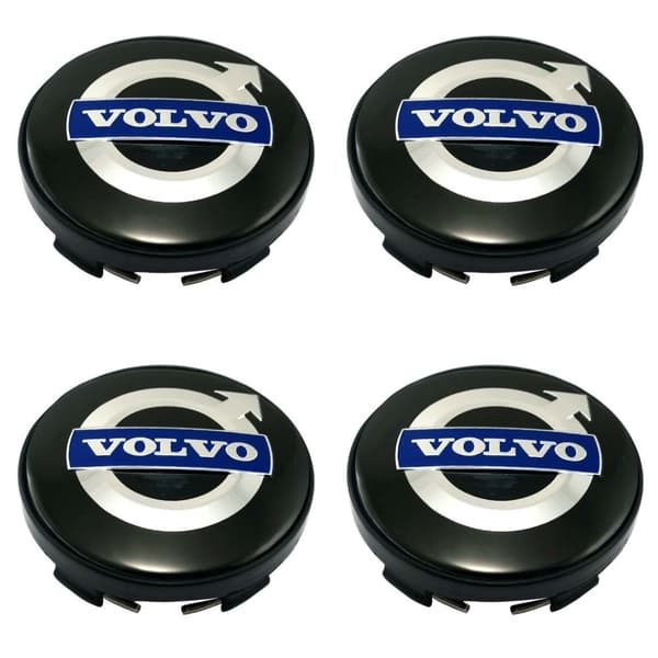 4-pakning - Volvo senterkopper / hjulnav-emblem - Bil 70-FX- 70 64mm Svart