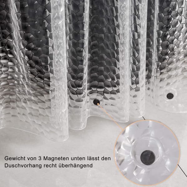 Transparent duschdraperi med viktmagnet undertill