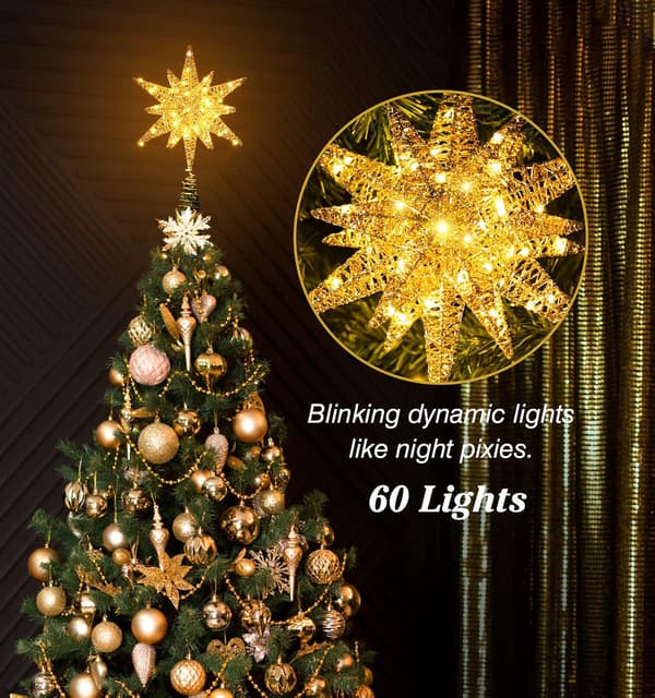 20 LED-lys Metallstjerne Topp til juletre Batteridrevet-FX-