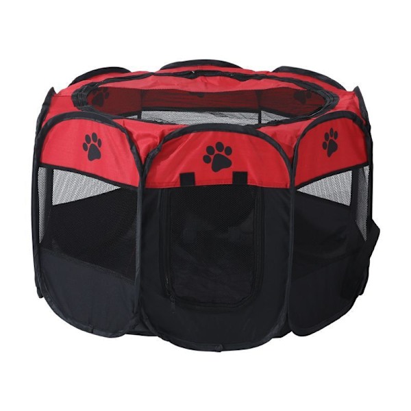 Bärbart hopfällbart husdjurstält hundkoja bur röd RED RED XL: 114*114*58cm