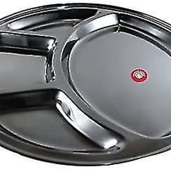 Round Thali with 4 Compartments, Stainless Steel with 4 Compartments-FX-