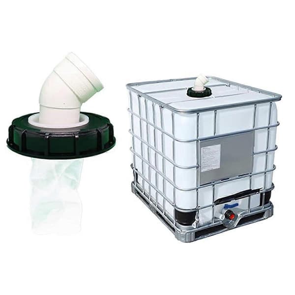 Egnet for IBC-tonnfat tilbehør forlengelsesrør 45 grader regnvannstank plastdeksel, Felt-FX-