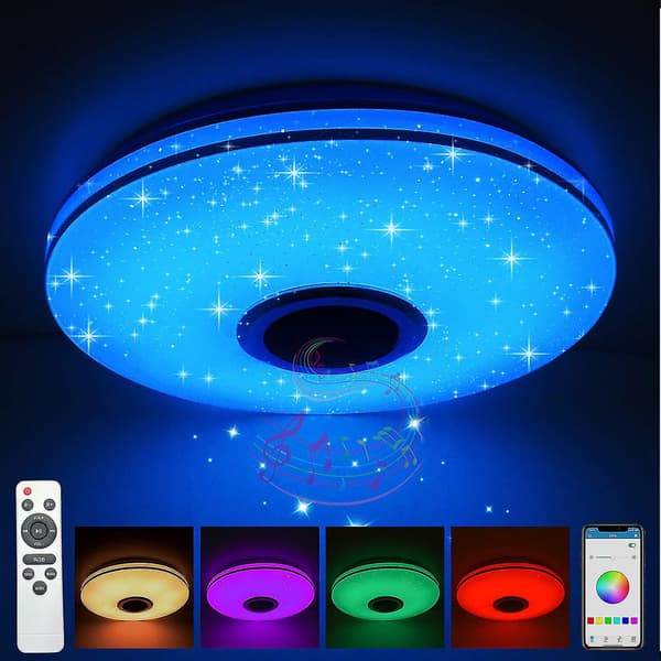 RGB Bluetooth LED taklampe med høyttaler for kjøkken og stue-FX-
