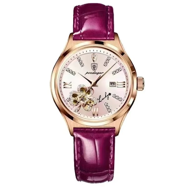 POEDAGAR Ur Mode Luksus Vinrøde Quartz-ure Vandtæt Rustfrit Stål Plet Damearmbåndsur Romantisk Kæreste Gave Pink(.428)