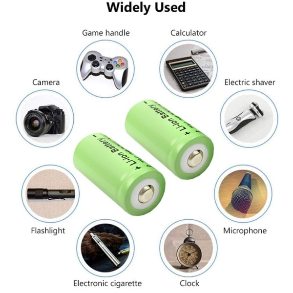 16-pack 2800mAh Uppladdningsbara 3,7V Li-ion 16340 Batterier CR123A Batteri för LED Ficklampa