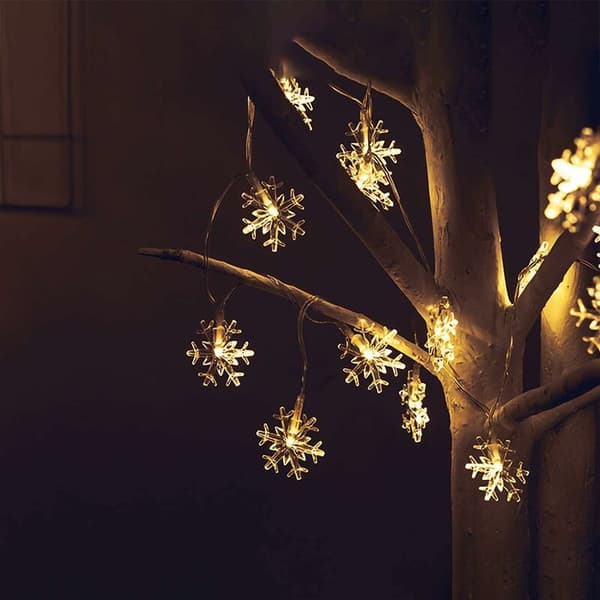 6M 40-LED Snöflinga Ljusslinga med Timer | Batteridriven för Inomhus & Utomhus-FX-
