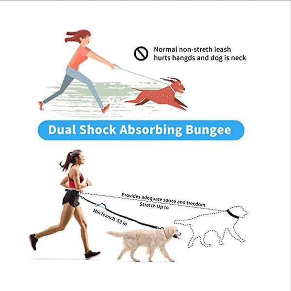 Hundkoppel Handsfree Hundkoppel Med Midjeväska Drag Hund Springa Infällbart Elastiskt Bälte Reflexselar Hundtillbehör-FX-