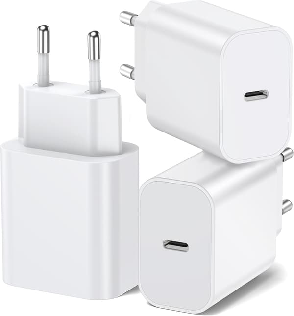 USB C-oplader 20W 3-pak til iPhone 16/15/14/13/12 Pro Max Mini & mere-FX-